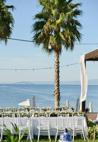 Miraggio Thermal Spa Resort wedding table view of the sea