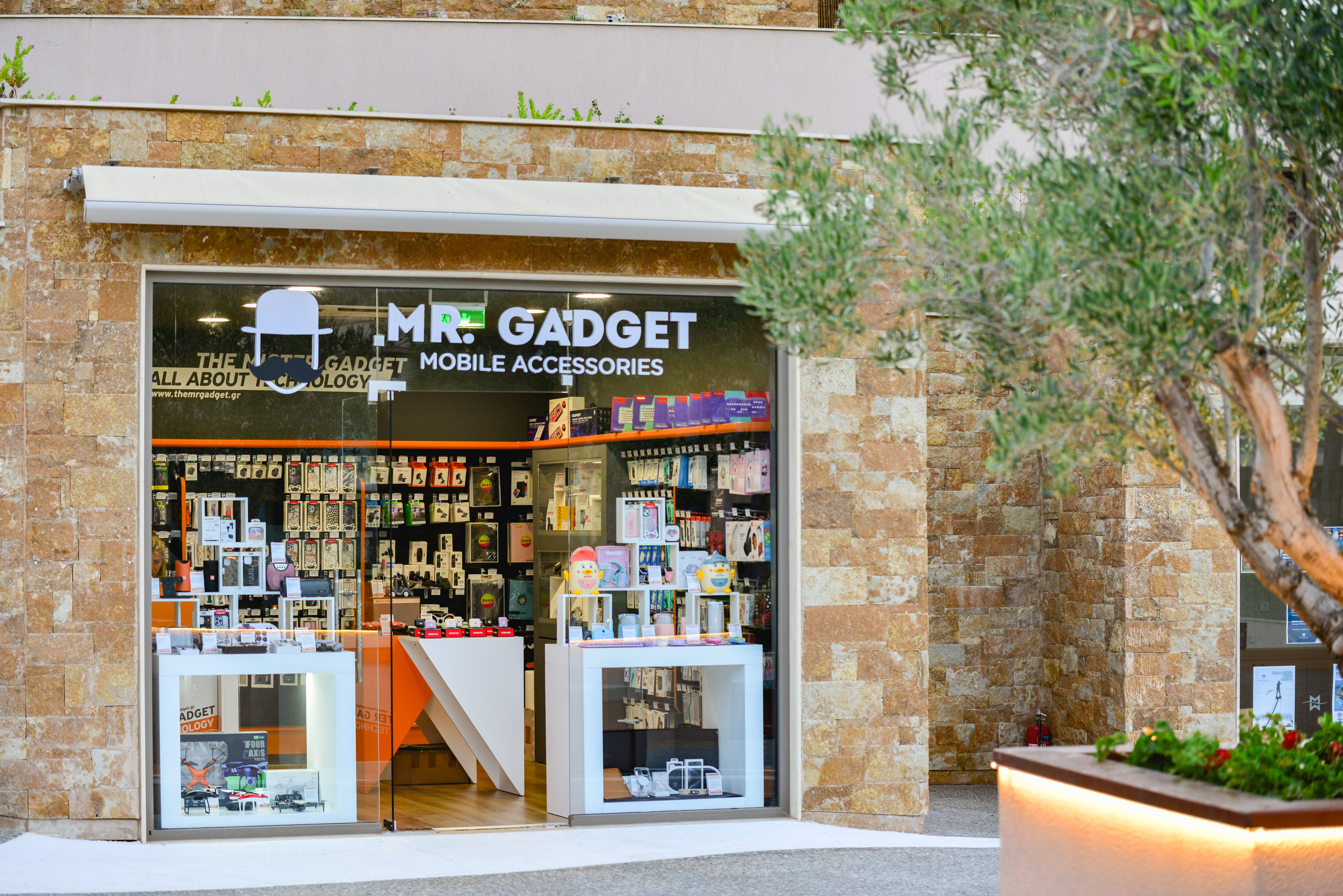 Mr. Gadget store exterior displaying mobile accessories and tech gadgets