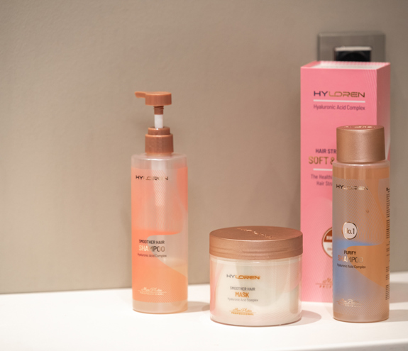 Hy Loren professional hair care products with hyaluronic acid complex