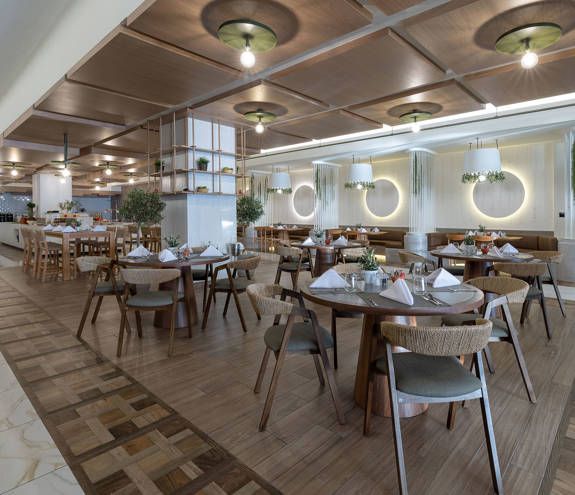Elia Restaurant decorated tables and chairs