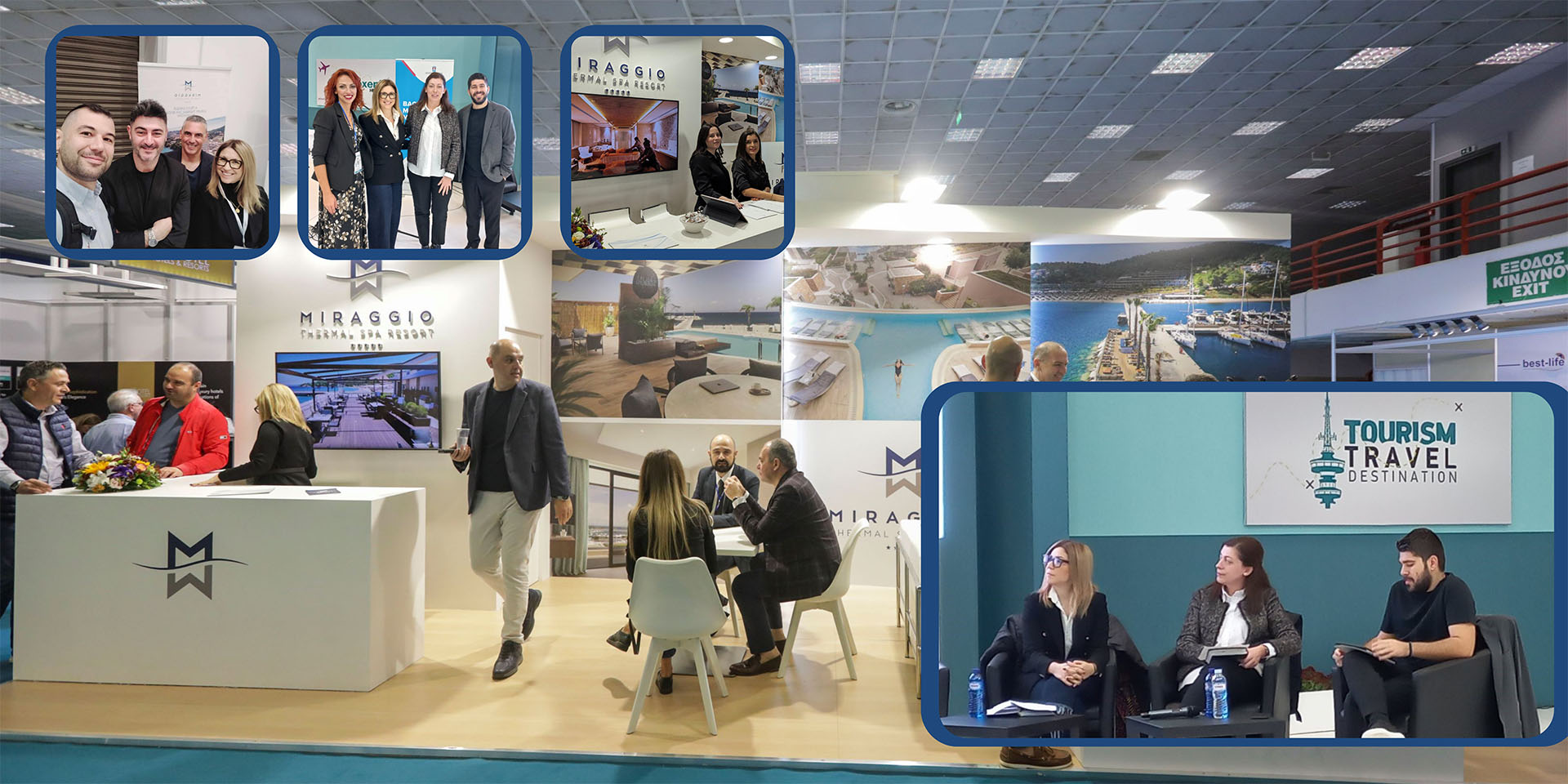 Miraggio resort team attending travel expo, hosing meetings and representations at an exhibition booth