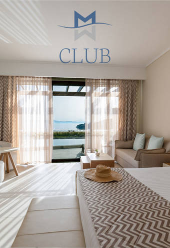 Club Sea View Private Pool bed, sofa, chairs and amenities