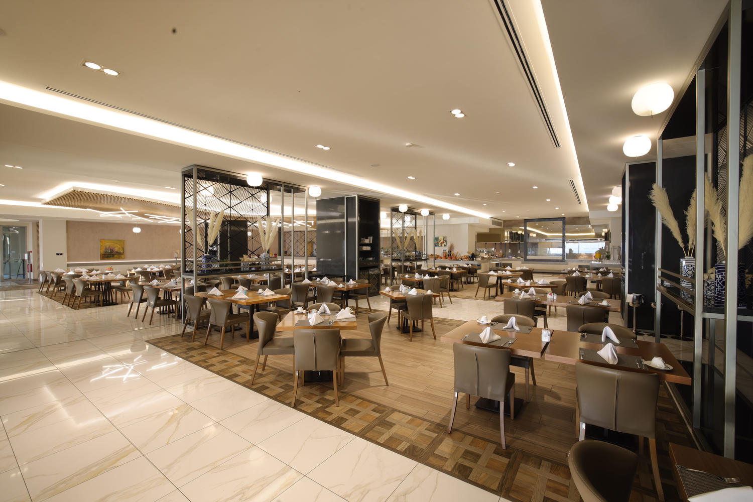 Kritamo restaurant bright and spacious  interior with modern seating