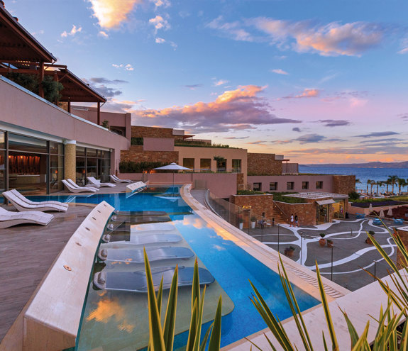 Landscape view of Myrthia Thermal Spa pool