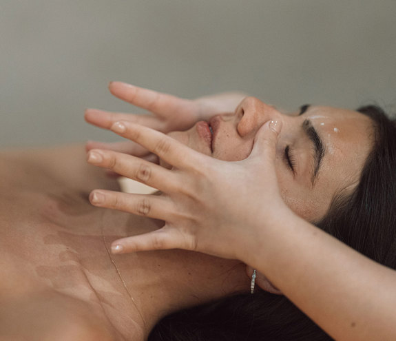 Close-up of relaxing facial treatment enhancing skin rejuvenation