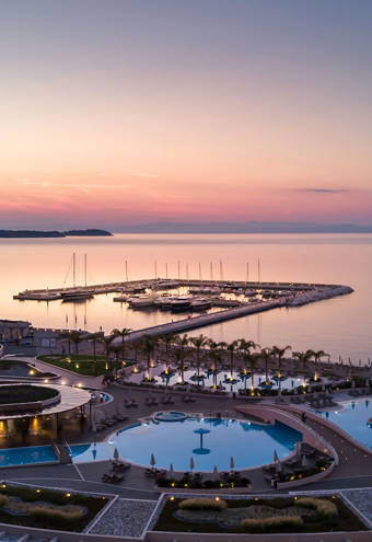 Photograph of the resort and the marina