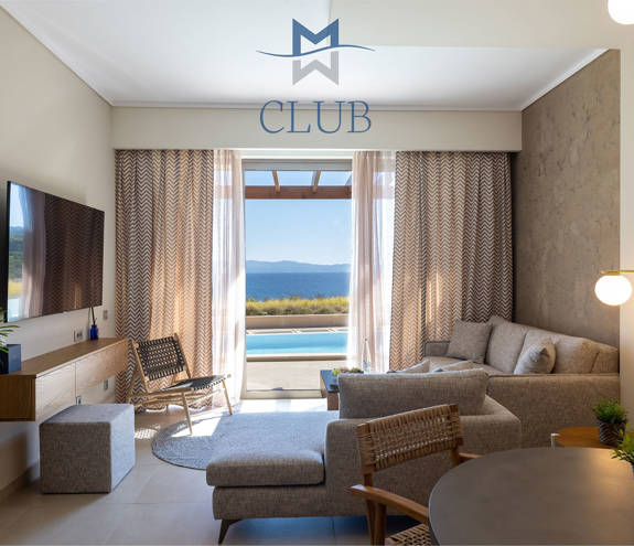 Miraggio Sea View Private Pool Suite living room