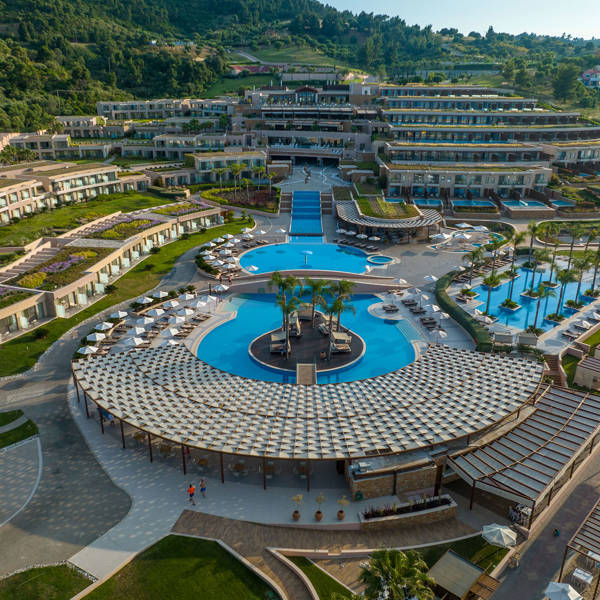 The resort and the pools