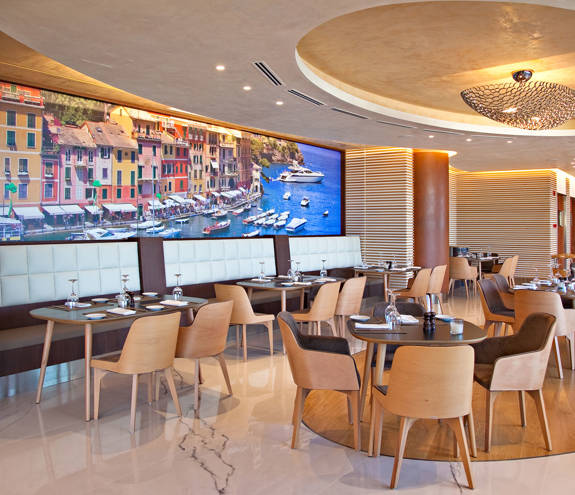 Portofino Restaurant tables with sofas and chairs