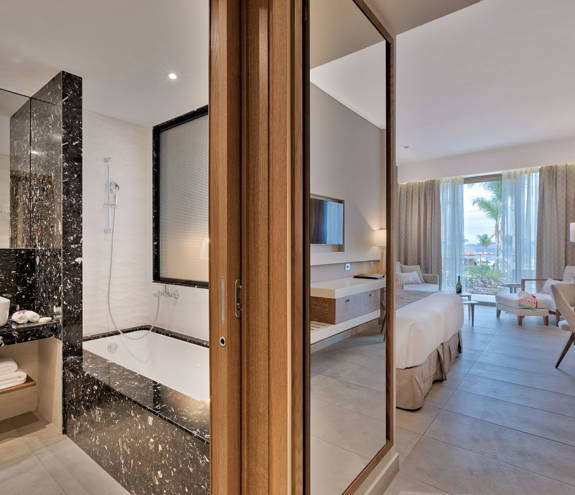 Deluxe Pool Front Room bathroom and room