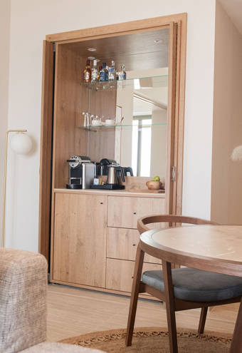 Sea View First Floor Suite kitchen table and amenities