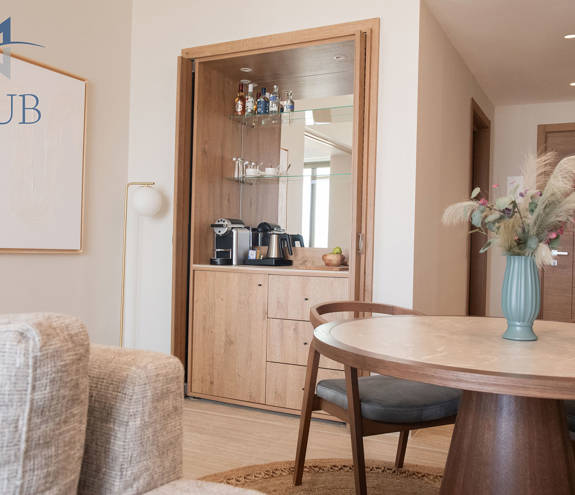 Sea View First Floor Suite kitchen table and amenities