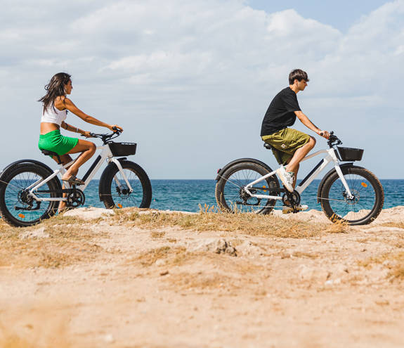 Miraggio visitors on bicycles