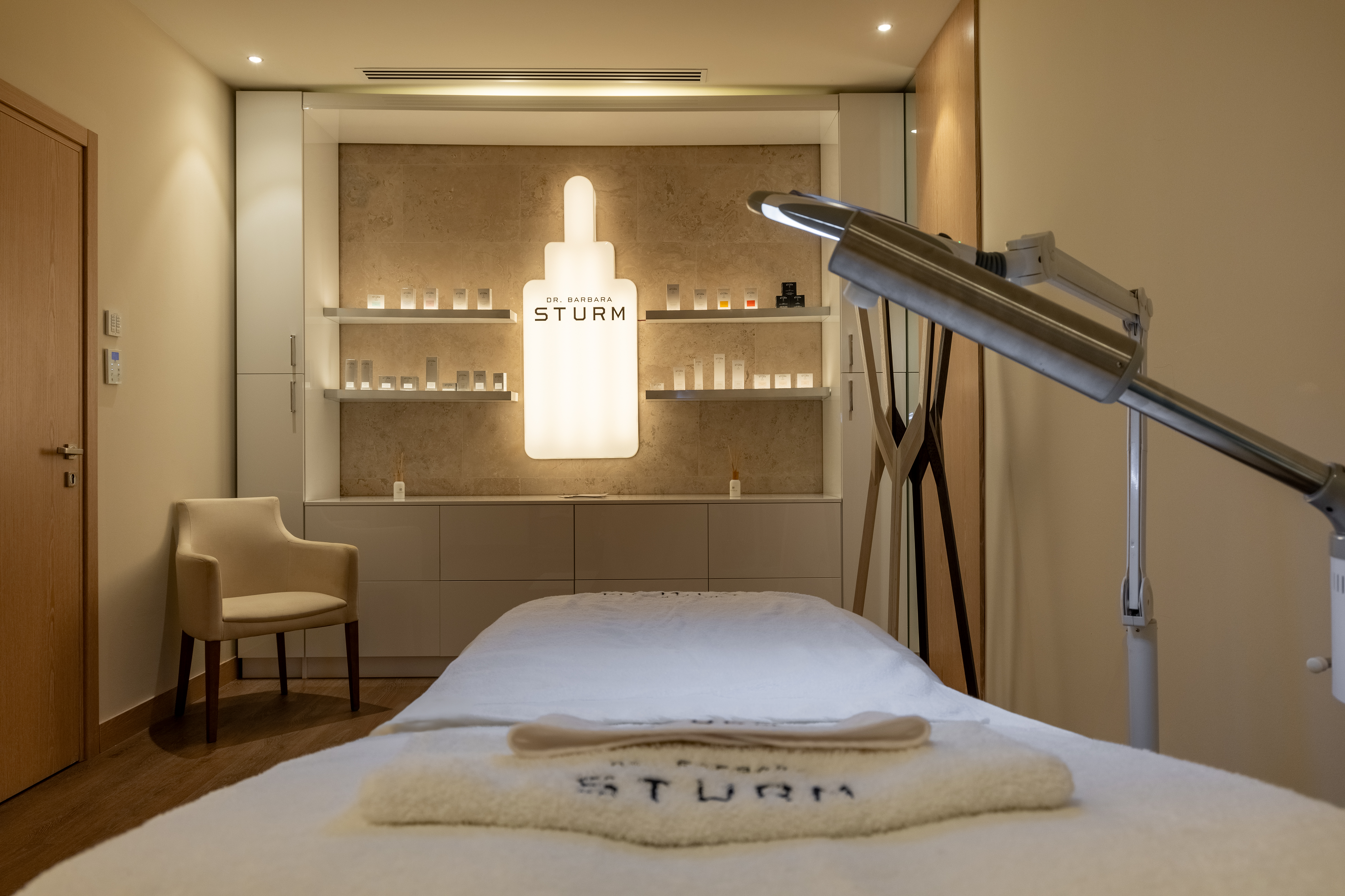 Spa treatment room with warm lights and a cozy ambience at Miraggio Thermal Spa Resort