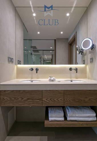 Club Sea View Private Pool bathroom sinks and mirror