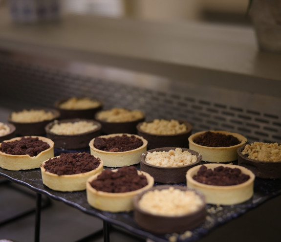 Close up to tarts in dessert buffet in Kritamo restaurant